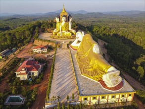 Aerial of the huge sitting and reclining buddhas Ko Yin Lay