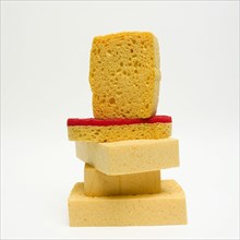 Cleaning sponges on white background