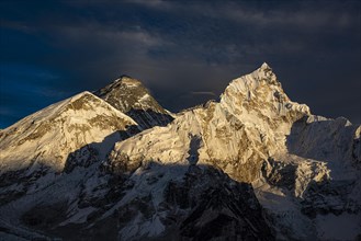 View from Kala Patthar in the evening light on Mount Everest