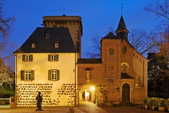 Rhine gate with customs tower in the evening