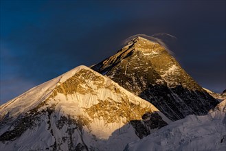 View from Kala Patthar in the evening light on Mount Everest