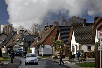 Housing estate in front of the RWE Weisweiler power plant
