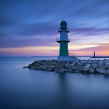 Pier light Warnemuende at dawn