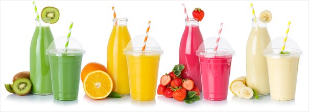 Drinks smoothie smoothies fruit juice drink juice in plastic cup and bottle
