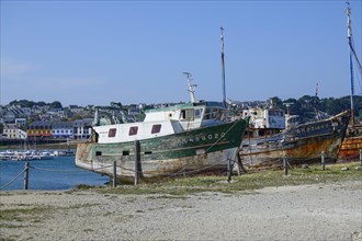 Shipwrecks ship graveyard in the port of Camaret-sur-Mer on the Crozon peninsula