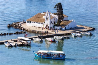 Corfu Vlachernon Vlacherna Church Kanoni Island Travel Sea Boat