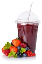 Berries smoothie fruit juice drink juice berry in plastic cup