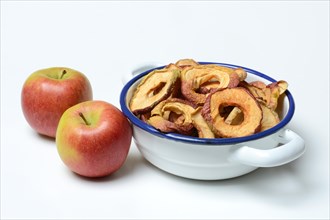 Dried apple rings in skin and apples