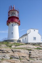 Red-white Lindesnes lighthouse