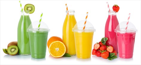 Smoothie smoothies fruit juice drink juice in plastic cup and bottle