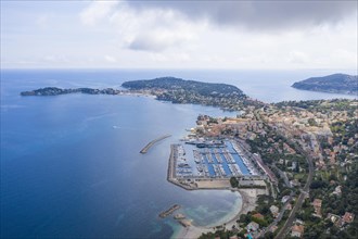 Aerial view Beaulieu sur Mer with marina and St