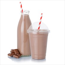 Chocolate milk shake plastic cup bottle straw