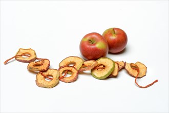 Dried apple rings on string