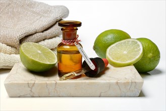 Lime oil in vial with pipette