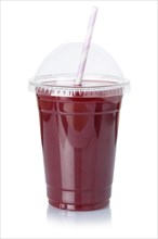 Berries smoothie drink juice berry in plastic cup