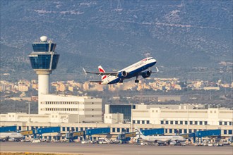 A British Airways Airbus A321neo aircraft with registration G-NEOY at Athens Airport
