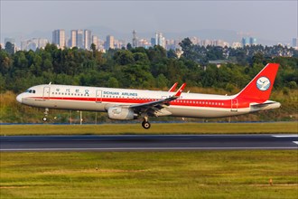 An Airbus A321 aircraft of Sichuan Airlines with registration number B-9937 at Chengdu airport