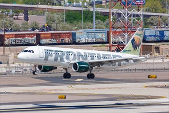 Airbus A320 aircraft of Frontier Airlines with registration N207FR at Phoenix Airport