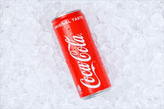 Coca Cola Coca-Cola lemonade soft drink beverage in beverage can ice cube ice cubes