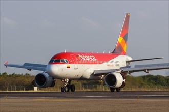 An Avianca Airbus A318 aircraft with registration N596EL at Cartagena airport