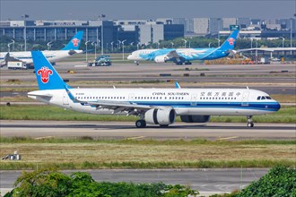 An Airbus A321neo aircraft of China Southern Airlines with registration number B-8380 at Guangzhou Baiyun Airport
