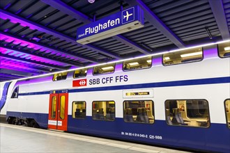 Siemens Desiro Double Deck double-decker train S-Bahn Zurich in the station Airport