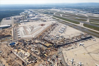 Aerial view of construction site Terminal 3 Frankfurt Airport