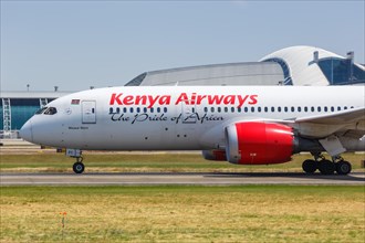 Boeing 787-8 Dreamliner aircraft of Kenya Airways with registration number 5Y-KZC at Guangzhou airport
