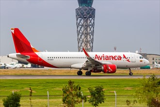 An Avianca Airbus A320 aircraft with registration N728AV at Bogota Airport