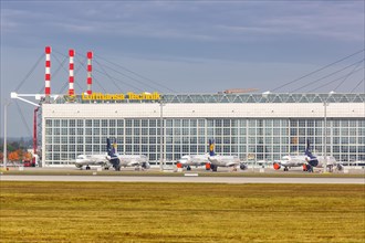 Parked Lufthansa Aircraft Coronavirus Corona Virus COVID-19 at Munich Airport