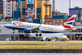 A British Airways BA CityFlyer Embraer 170 with registration G-LCYG at London City Airport