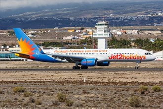 A Jet2 Boeing 757-200 aircraft with registration G-LSAE at Tenerife South Airport