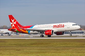 An Air Malta Airbus A320neo with registration number 9H-NEO at Munich Airport