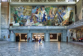 Wall painting in the main hall of Oslo City Hall