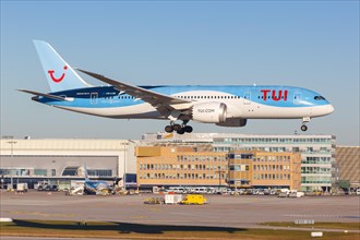A TUI Boeing 787-8 Dreamliner aircraft with registration number OO-LOE at Stuttgart Airport