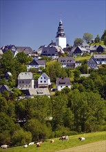 The Saint John Evangelist Church with houses of Eversberg