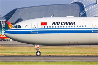 An Air China Airbus A330-300 aircraft with registration number B-8383 at Guangzhou Baiyun Airport