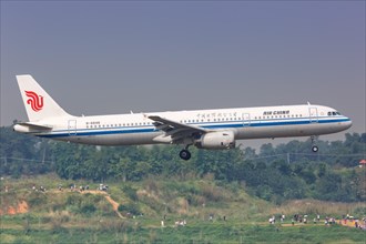 An Air China Airbus A321 aircraft with registration number B-6848 at Chengdu Airport
