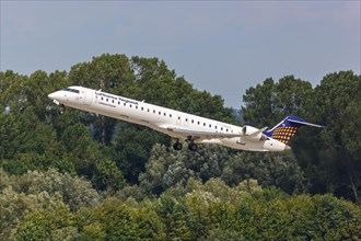 A Bombardier CRJ-900 aircraft of Lufthansa Regional CityLine with registration number D-ACNJ at Leipzig/Halle Airport