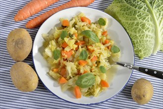 Savoy cabbage stew with carrots