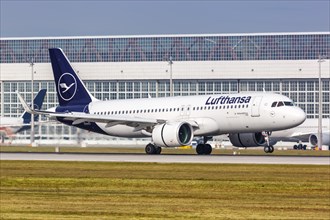 A Lufthansa Airbus A320neo with the registration D-AINU at Munich Airport