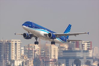 An Airbus A320 aircraft of Azerbaijan Airlines with registration number 4K-AZ79 at Tel Aviv Airport