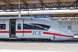 German ICE high speed train HGV at Paris Est Station
