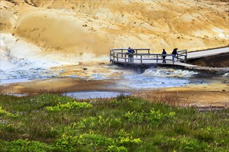 Tourists in the Seltun geothermal area