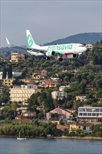 A Transavia Boeing 737-800 with registration number PH-HXJ at Corfu Airport