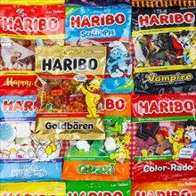 Haribo gummy bears different varieties wallpaper square