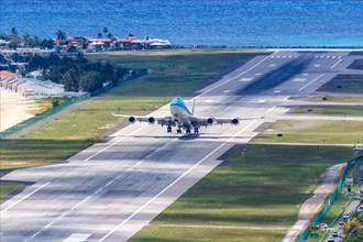 A KLM Asia Boeing 747-400 with the registration PH-BFY at Sint Maarten airport