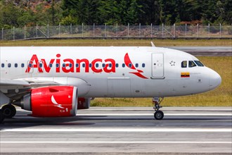 An Avianca Airbus A320neo aircraft with registration N766AV at Medellin Rionegro Airport