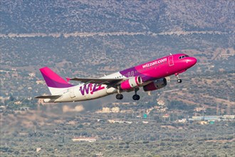 An Airbus A320 aircraft of Wizzair with registration number HA-LPV at Athens Airport