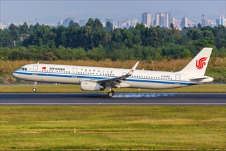 An Air China Airbus A321 aircraft with registration number B-8583 at Chengdu Airport